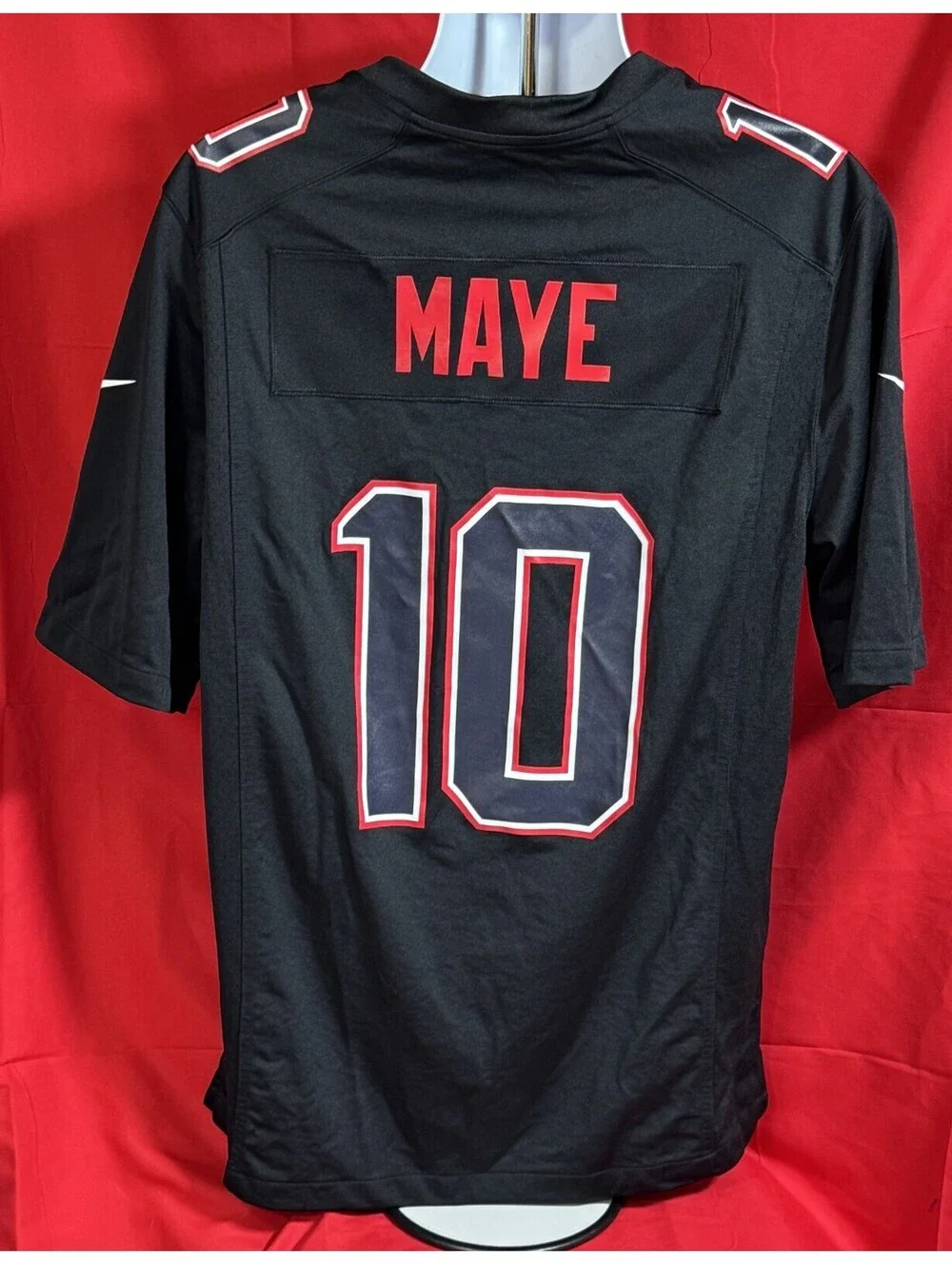 Nike New England Patriots Drake Maye Black Jersey Super Bowl Patch Youth M NWT